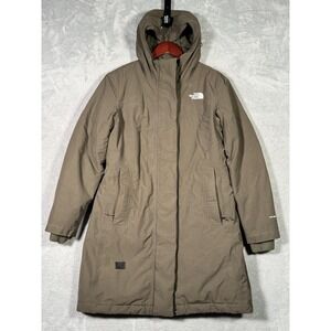 North Face Parka Coat Womens M Green 550 Down DryVent Hooded Arctic *FLAWS